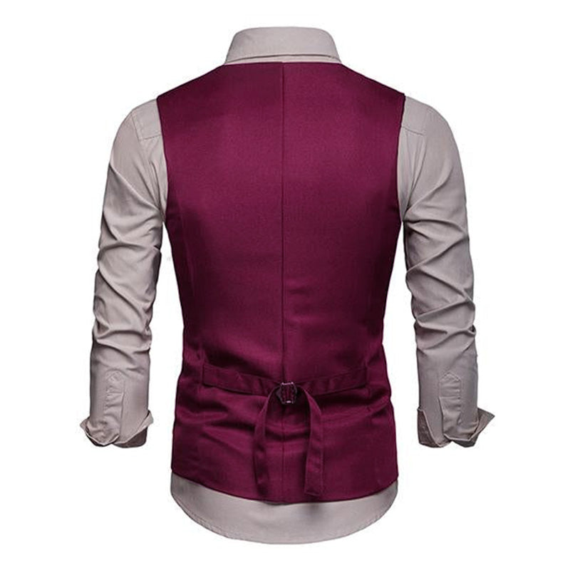 Men's Plain Print V-Neck Dress Vest 94317846M