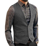 Men's V-neck Tweed Single Breasted Vest 89211169M