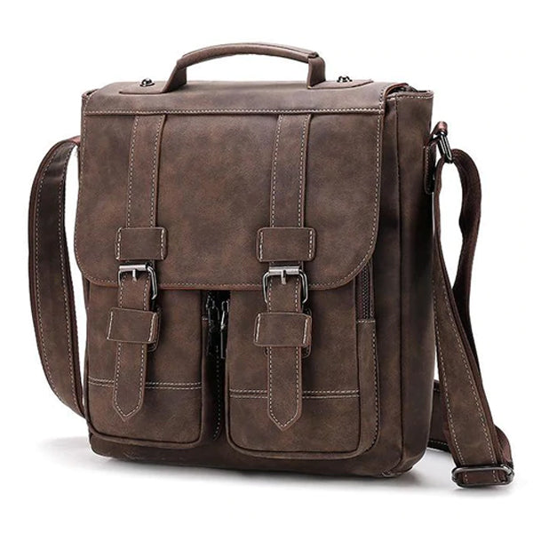Vintage Fashion Leather Multi-Pocket Flap Bag Coffee Bag