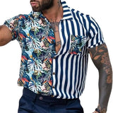 Men's Striped Patchwork Printed Shirt 70827996X