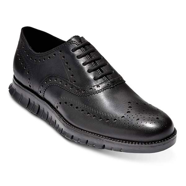 Mens Brogue Carved Leather Shoes Black / 6.5 Shoes