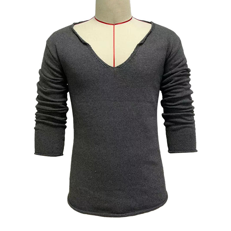 Maglione lavorato a maglia a maniche lunghe con scollo a V casual da uomo 30697065M