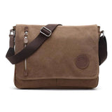 Casual Diagonal Zip Pocket Canvas Bag Coffee Bag