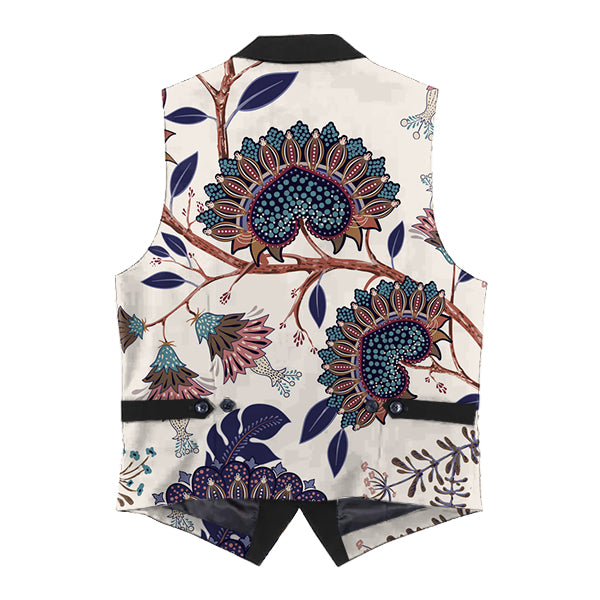 Gilet à revers à imprimé floral vintage pour homme 70103961X