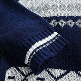 Men's Vintage Jacquard Lapel Zipper Knitted Cardigan 35796254M