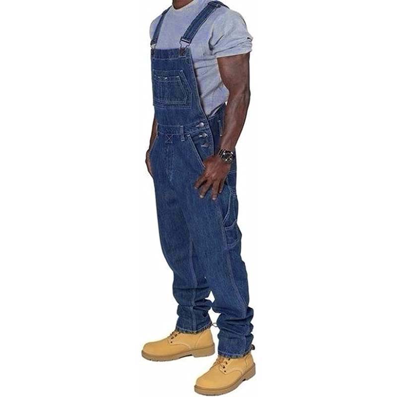 Men's Casual Denim Multi-pocket Loose Overalls 89142810M