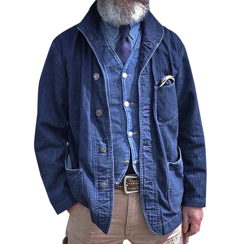 【Spedizione in 24 ore】Giacca sottile multitasche in denim vintage da uomo 34470147Y