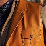 Mens Fashion Vintage Western Leather Vest Vests