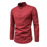 Men's Solid Color Stand Collar Shirt 65064408X