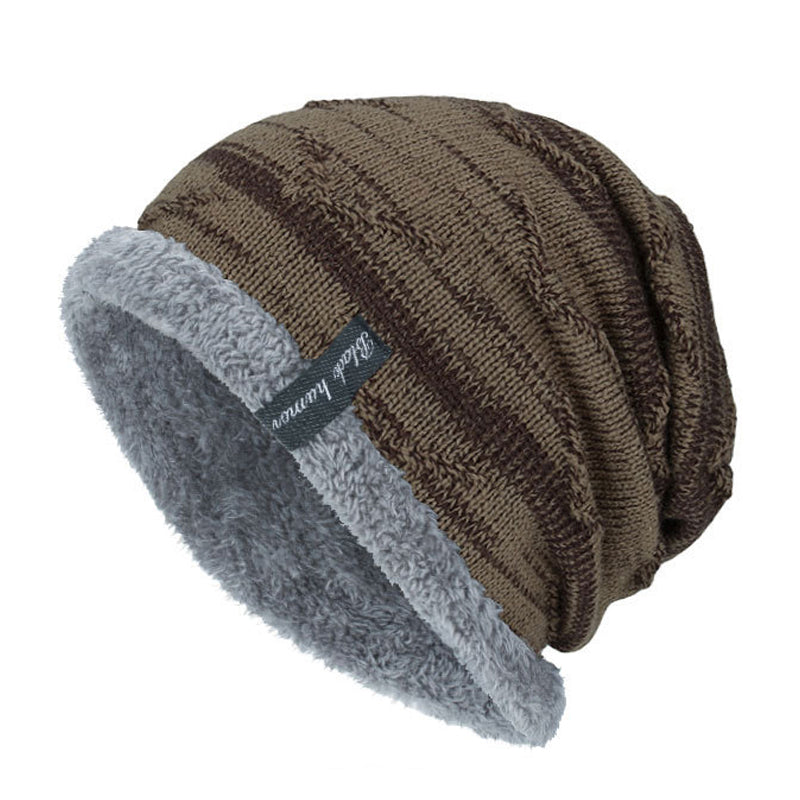 Bonnet tricoté chaud en polaire pour homme 57515528Y