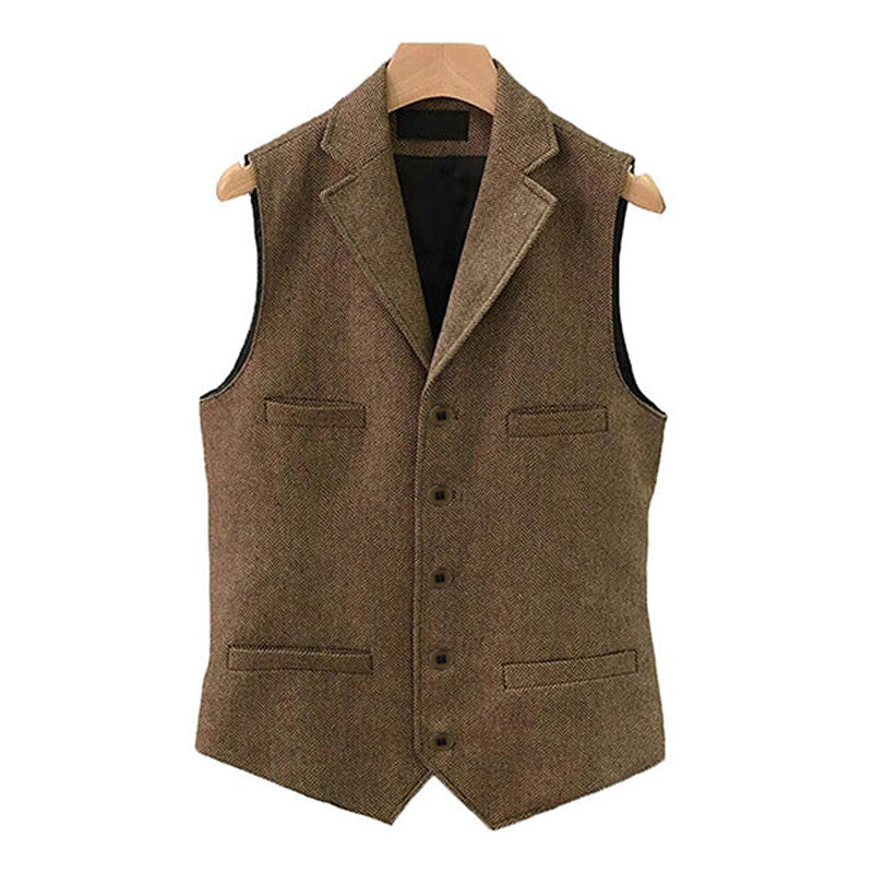 Gilet de costume à simple boutonnage à revers classique vintage pour homme 15824060M