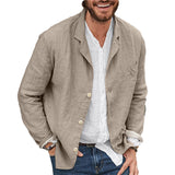 Men's Loose Cotton and Linen Suit Jacket 23703706X