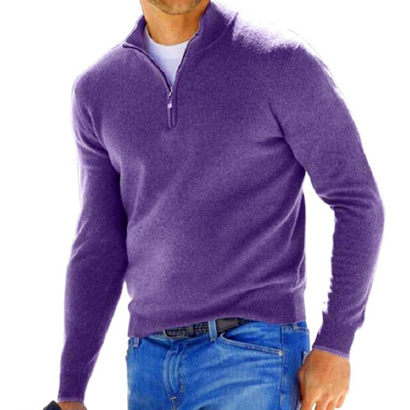 Maglione pullover con cerniera tinta unita da uomo 80501121X