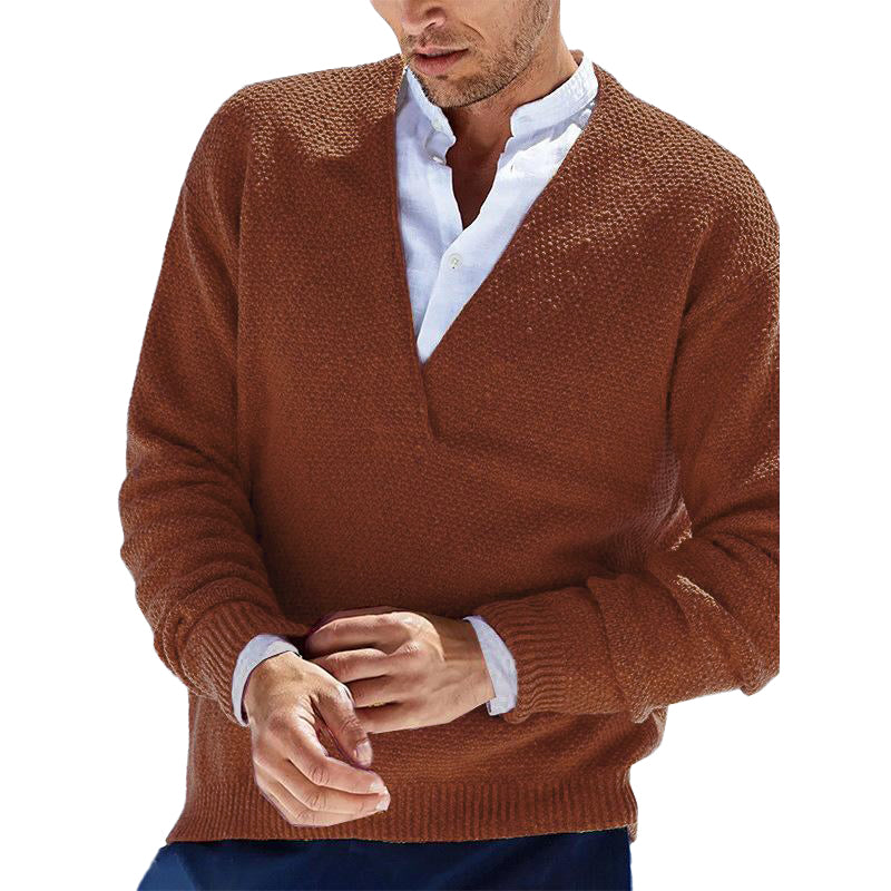 Men's Slim Fit Long Sleeve V-Neck Knit Pullover Sweater 57994922M