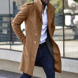Men's Stand Collar Metal Buttons Decor Solid Coat 86702299Z
