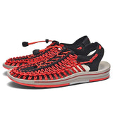Mens Handwoven Beach Sandals 53152187 Black Red / 5.5 Shoes