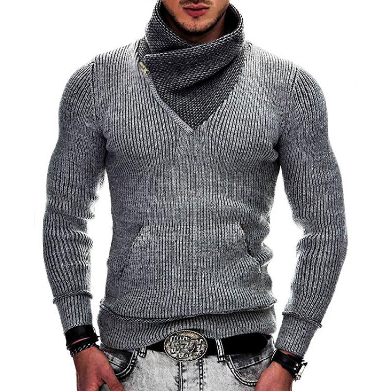 Men's Long Sleeve Turtleneck Pocket Knit Sweater 74575373M