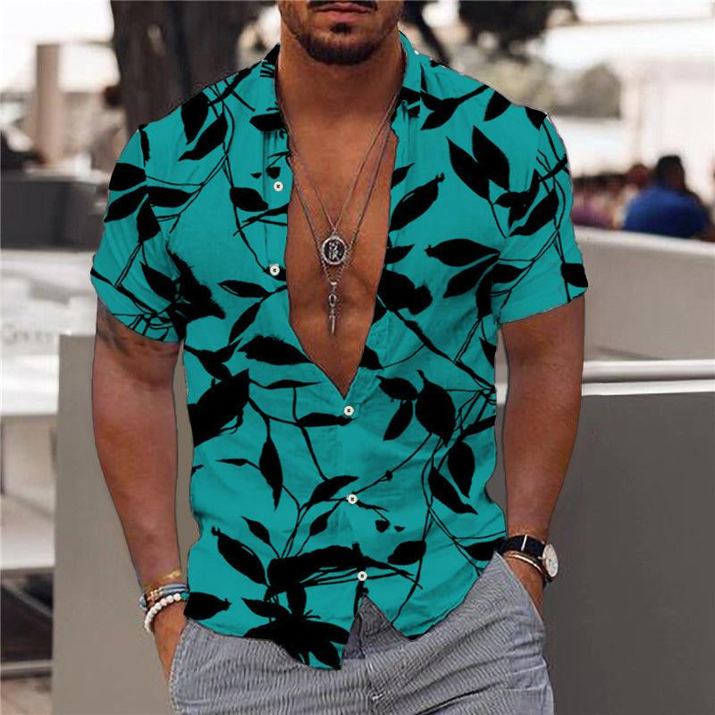 Men's Printed Outdoor Hawaiian Print Shirt 93665184X