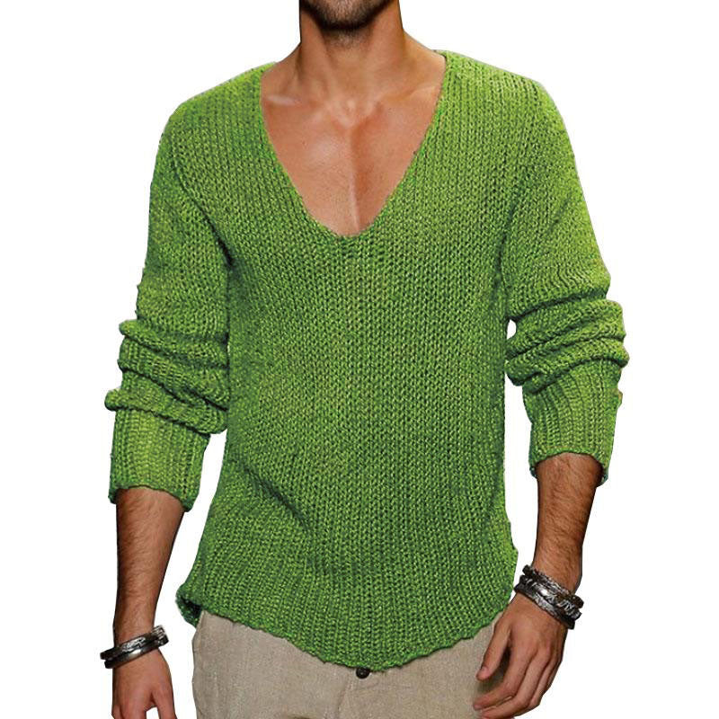 Maglione pullover in maglia con scollo a V da uomo 18392900M