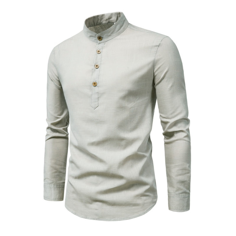 Chemise à col montant de couleur unie pour hommes 65064408X