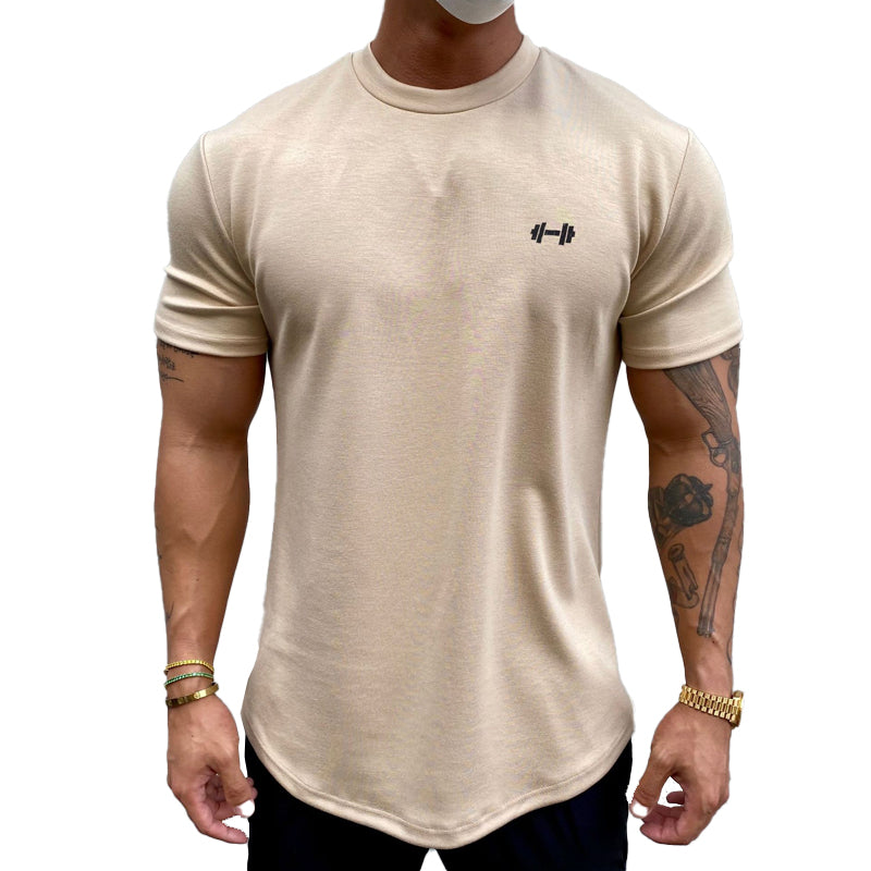 Men's Round Neck Solid Color Sports T-Shirt 21334021X