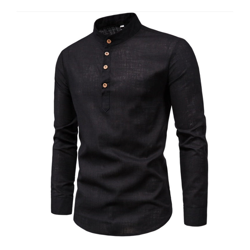 Camisa de cuello alto de color liso para hombre 65064408X