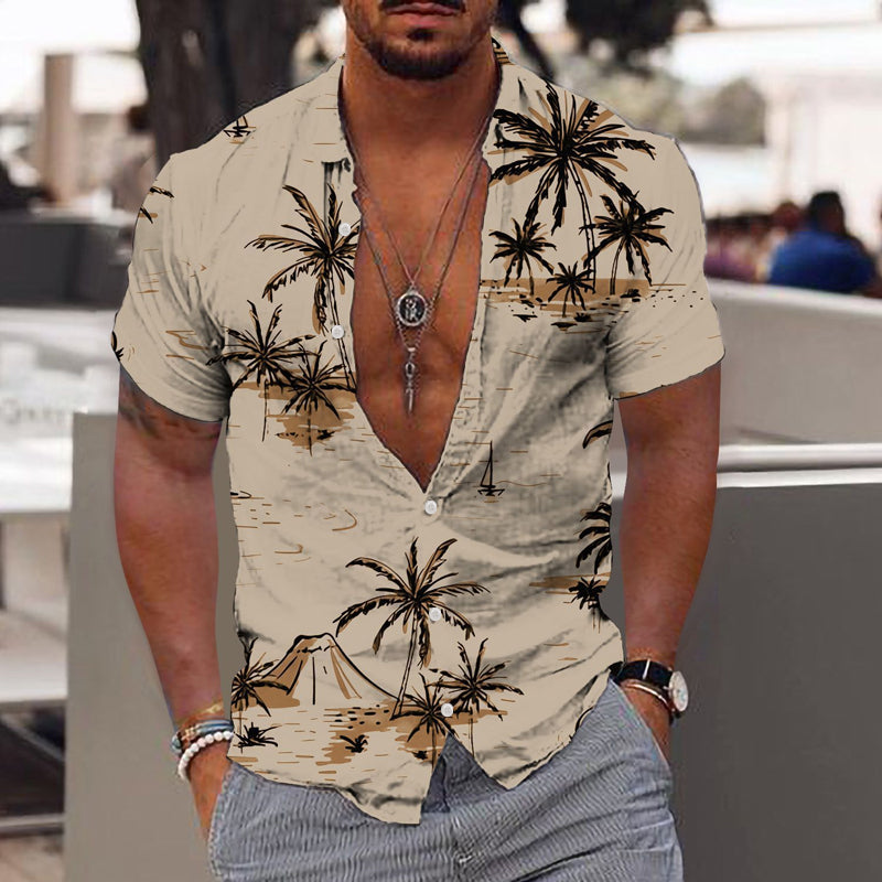 Men's Coconut Tree Print Hawaiian Shirt 87442451X