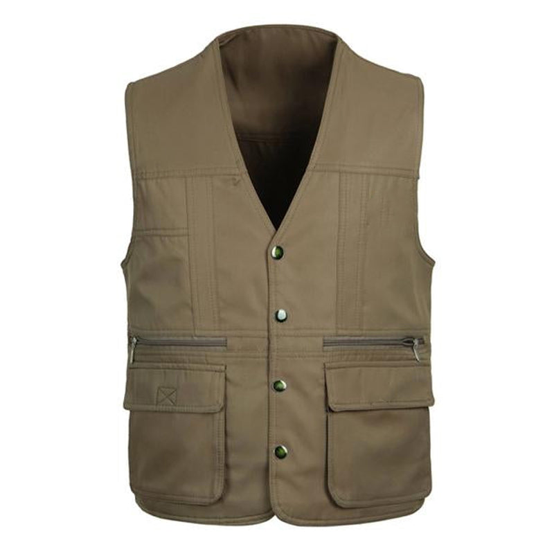 Men's V-neck Double Pocket Button  Vest 00317594X