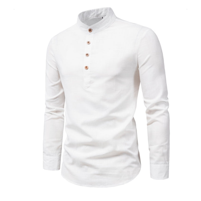 Chemise à col montant de couleur unie pour hommes 65064408X