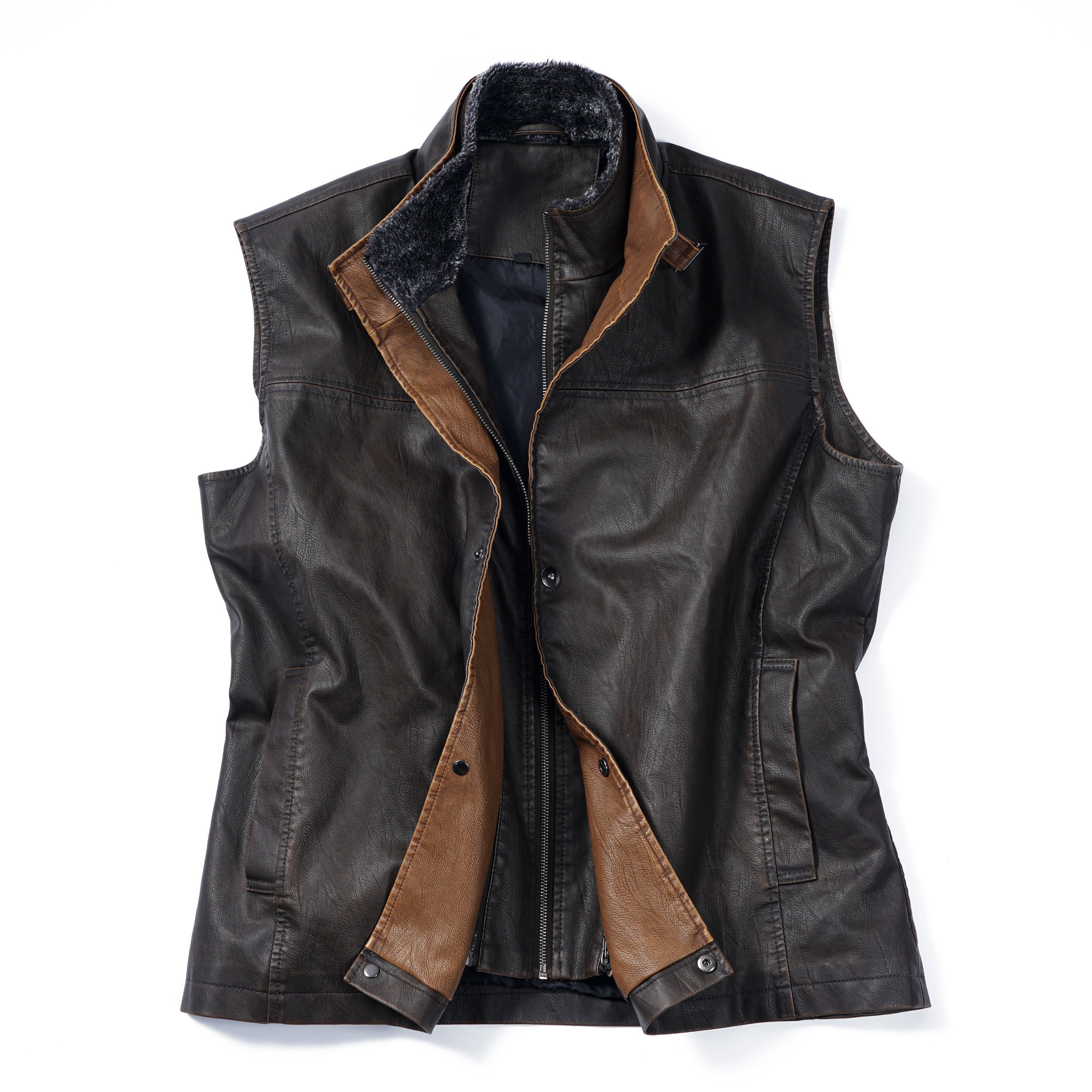 UOMO MANLY-2023S GILET VINTAGE CON COLLO A DOPPIO STRATO E BAVAGLIO