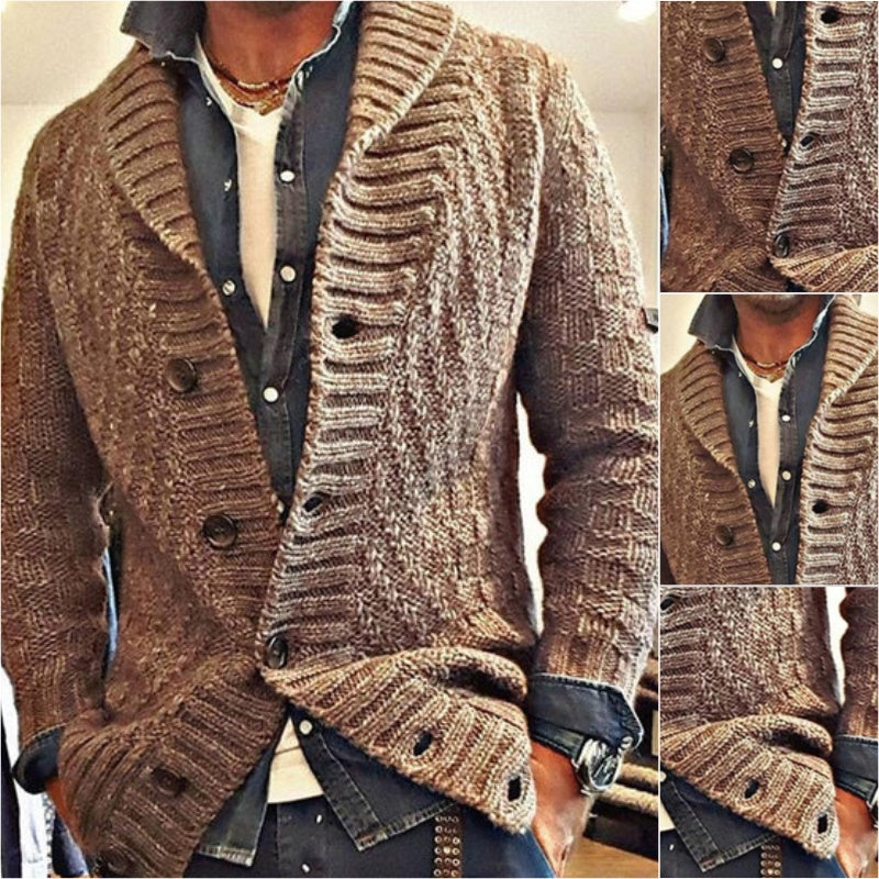 HOMBRES'S CHAQUETA CÁRDIGAN DE PUNTO CON SOLAPAS VINTAGE 05701756X