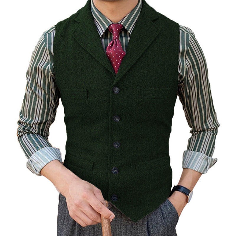 Gilet de costume à simple boutonnage à revers classique vintage pour homme 15824060M