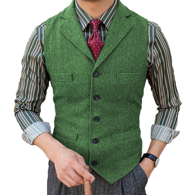 Gilet de costume à simple boutonnage à revers classique vintage pour homme 15824060M