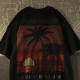 Men's Beach Sunset Print Short Sleeve Cotton T-shirt 16466777Z