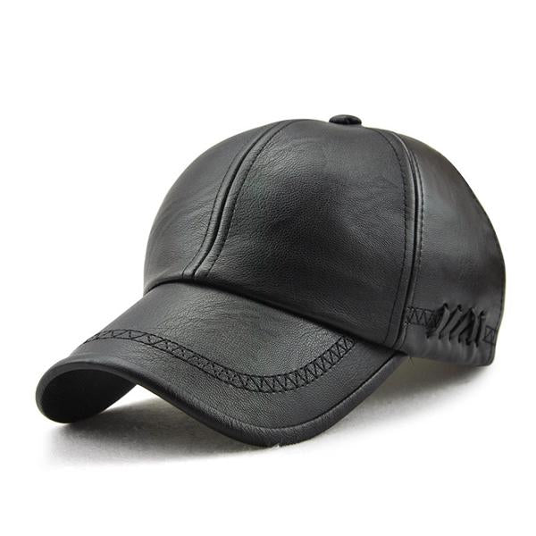 Leather Baseball Cap 32740655X Black Hats