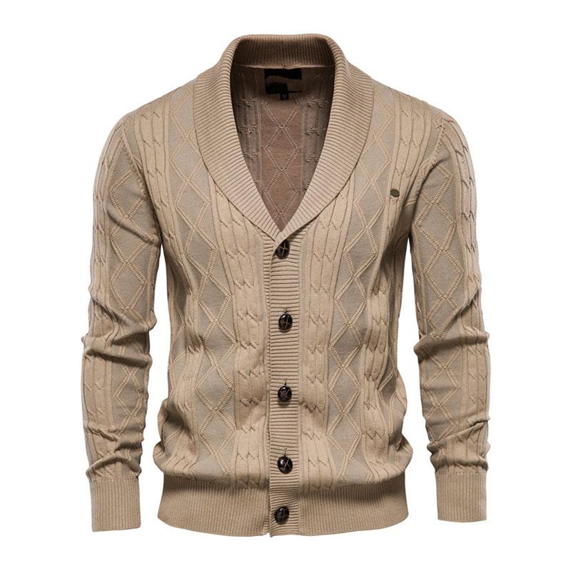 Men's V-Neck Long Sleeve Thick Knit Sweater Jacket 32951109M