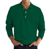 Men's Solid Lapel Long Sleeve Polo T-Shirt 72727356Y