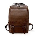 Vintage Business Zip Flap Leather Backpack Brown Bag