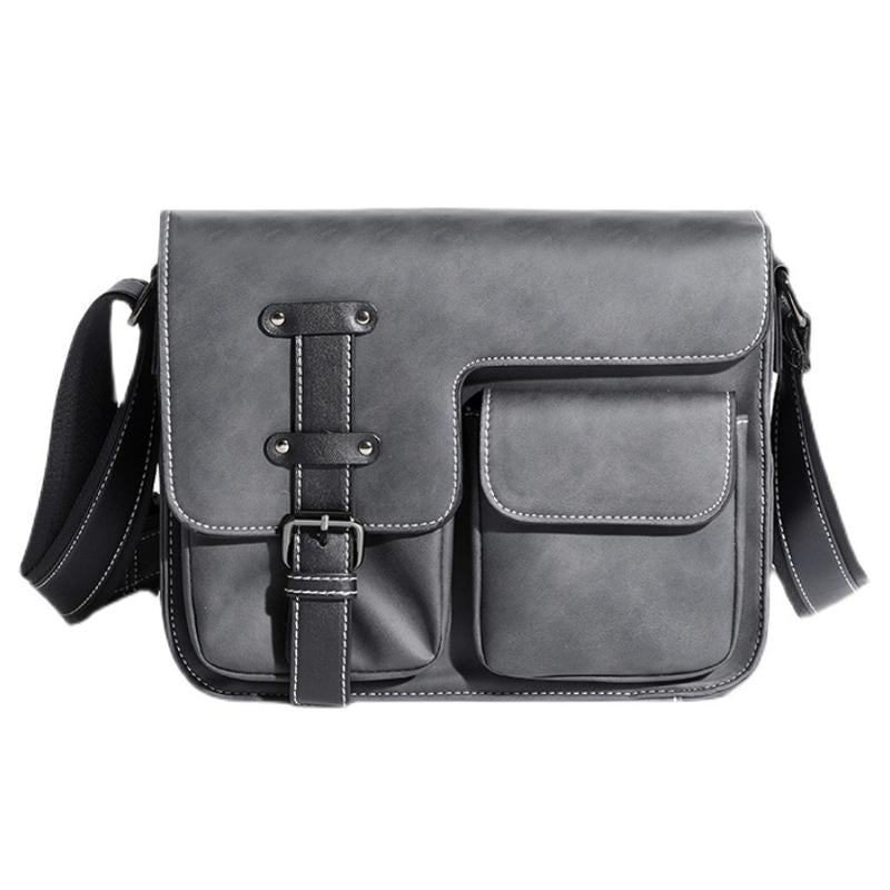 Men's Casual Matte Leather Multi-Pocket Messenger Bag 84325111Y