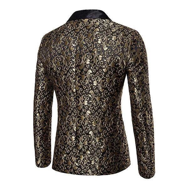 Blazer à revers en jacquard vintage à un bouton pour homme 76533871M