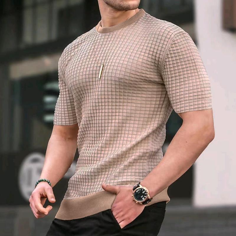 Men's Casual Round Neck Waffle T-Shirt 29739560M