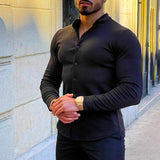 Men's Solid Color Long Sleeve Shirt 29454657X