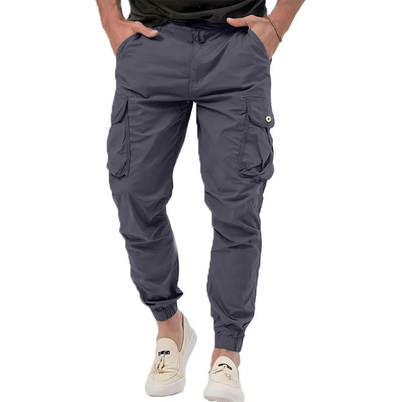 Pantalones cargo con bolsillos tridimensionales de color sólido para hombre 10815009Y