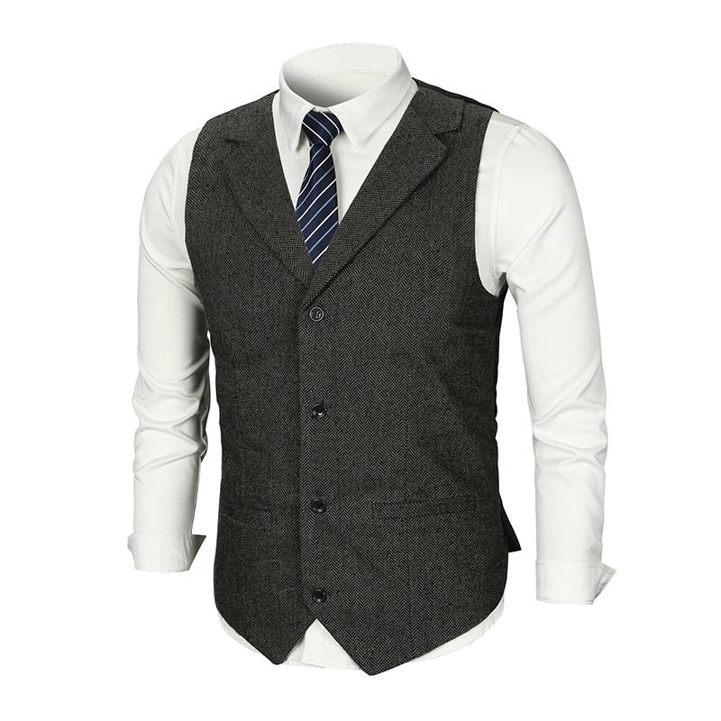 Men's Vintage Lapel Slim Single Breasted Suit Vest 38261597M