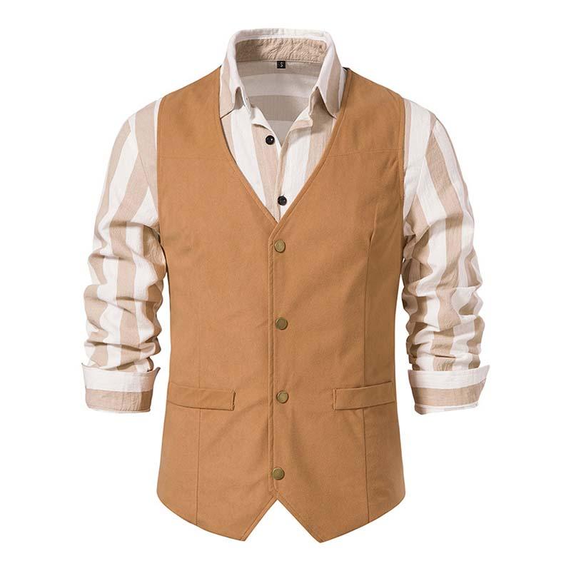 Men's Vintage Slim V Neck Single Breasted Vest 49764843M (Shirt Excluded)