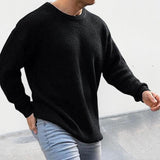 Men's Solid Color Round Neck Long Sleeve Pullover Sweater 37659806X