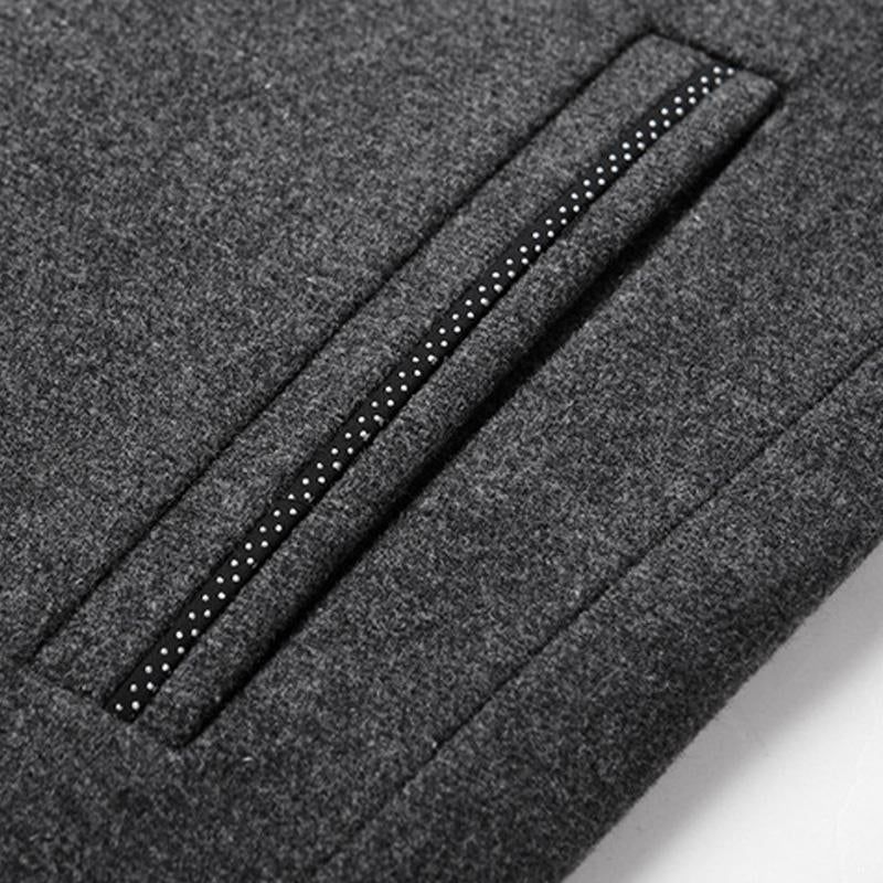 Men's Stand Collar Solid Color Woolen Coat 09916804X