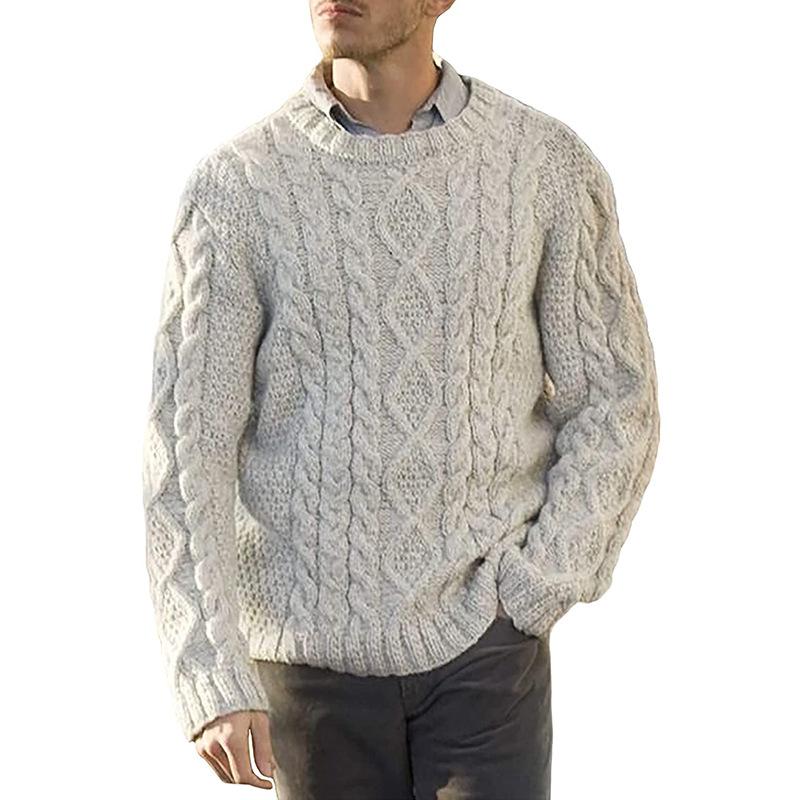 Men's Round Neck Long Sleeve Pullover Sweater 64925544M