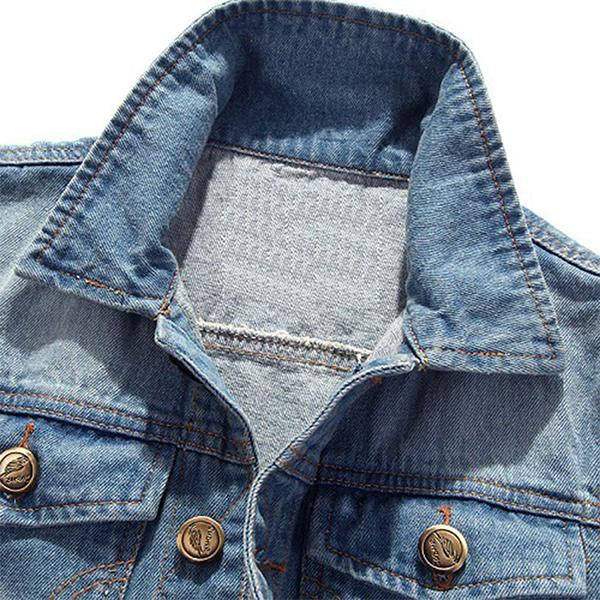 Mens Casual Distressed Frayed Denim Vest 14987136M Vests