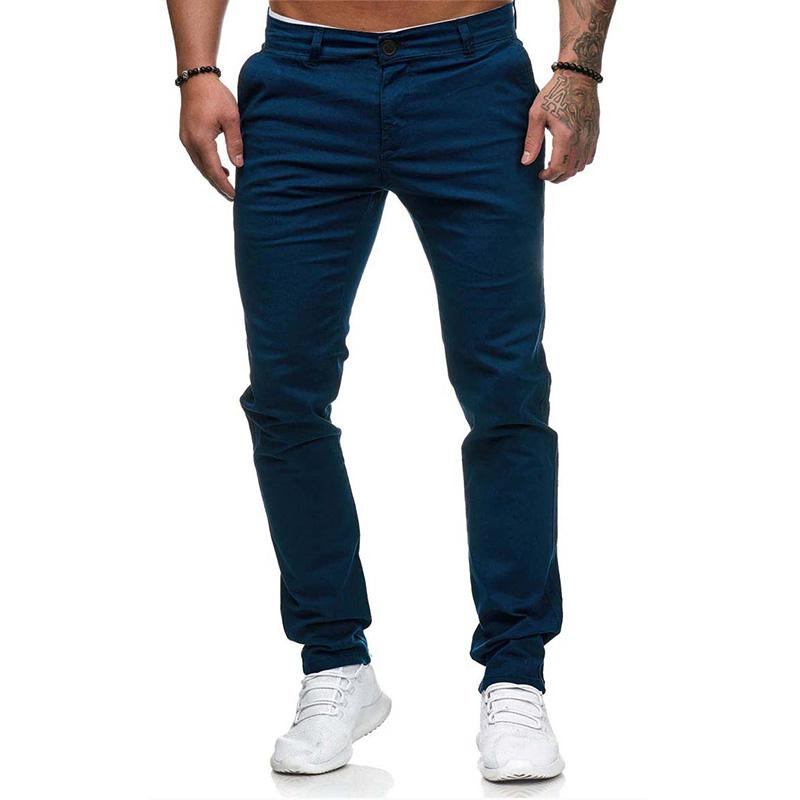 Pantalones casuales de corte ajustado de color sólido para hombre 43253681M